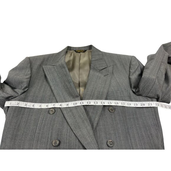 Adams Row Mens Gray Pinstripe Double-Breasted Suit 42R Jacket & 34x32 Pants DH18 - Picture 10 of 16